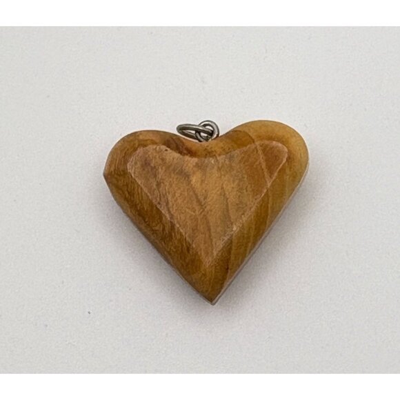 Vintage Natural Wood Heart Shaped Pendant Wood Block Design - Picture 6 of 6